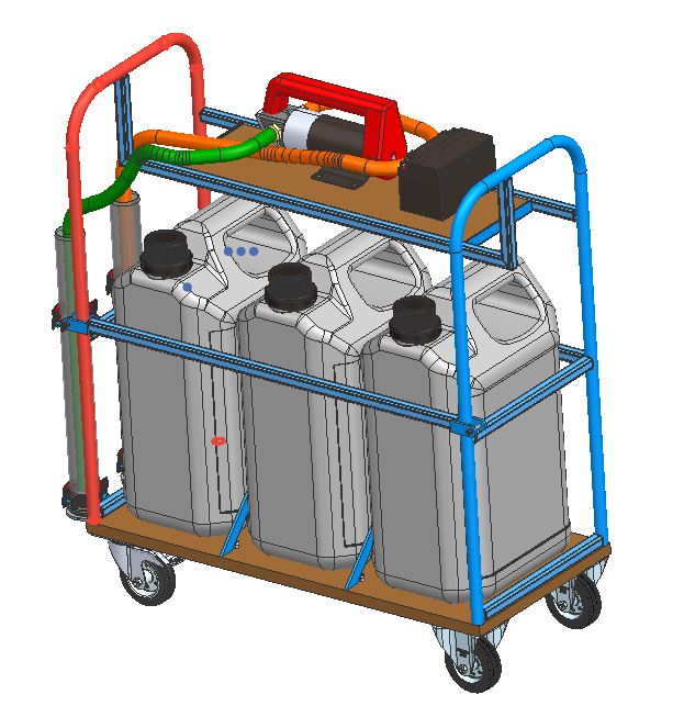 带泵的移动柴油罐购物车 -  3x30l + 50L_min转移系统